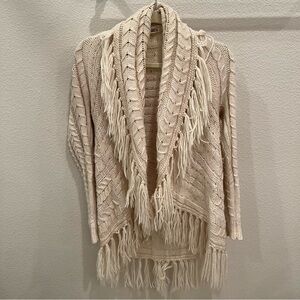 BB DAKOTA Cable Knit Fringe Cardigan
